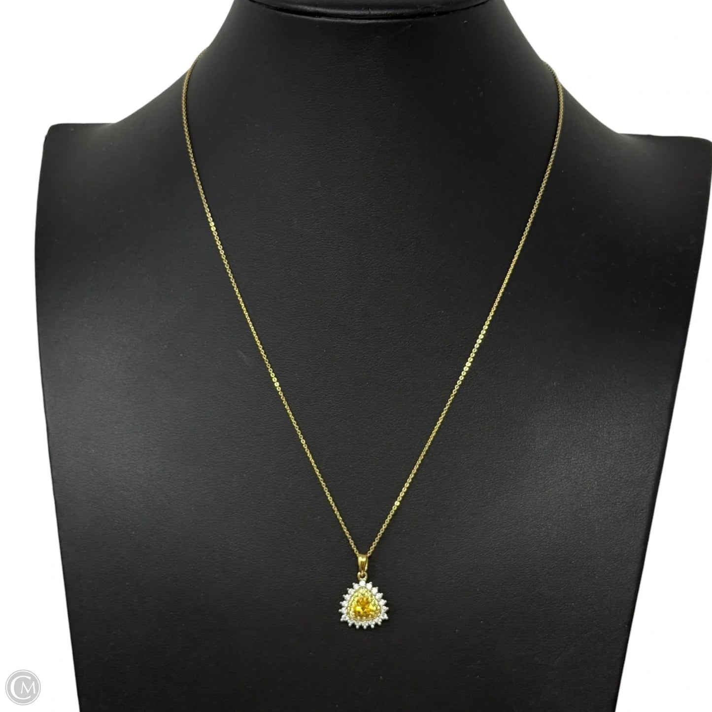 Sterling Silver & Trillion-Cut Yellow Gemstone Halo Pendant Necklace By D’Joy