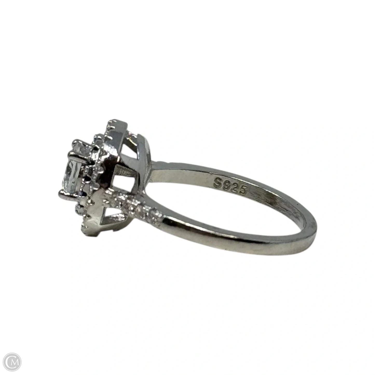 Double Halo Ring Sterling Silver, Size: 7