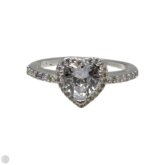 Heart Halo Ring Sterling Silver, Size: 7