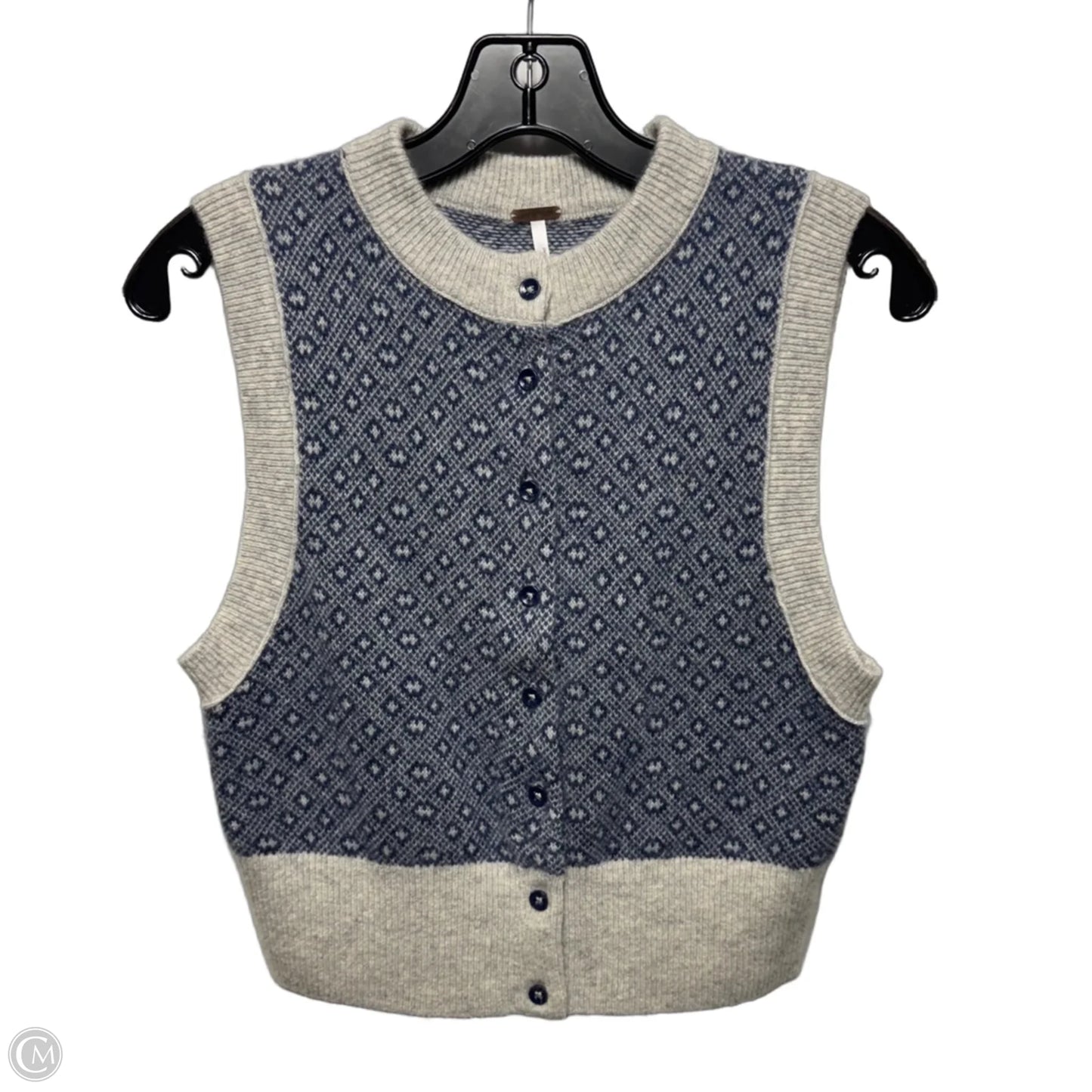Vest Sweater By Free People In Blue & Grey, Size: Xs