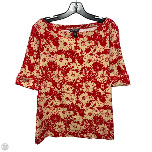 Top Short Sleeve By Lauren By Ralph Lauren In Floral Print, Size: Xl