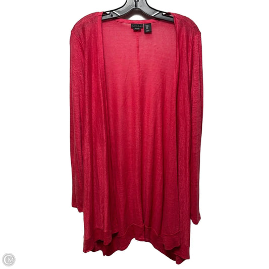 Linen Sweater Cardigan By Tahari In Red, Size: Xl