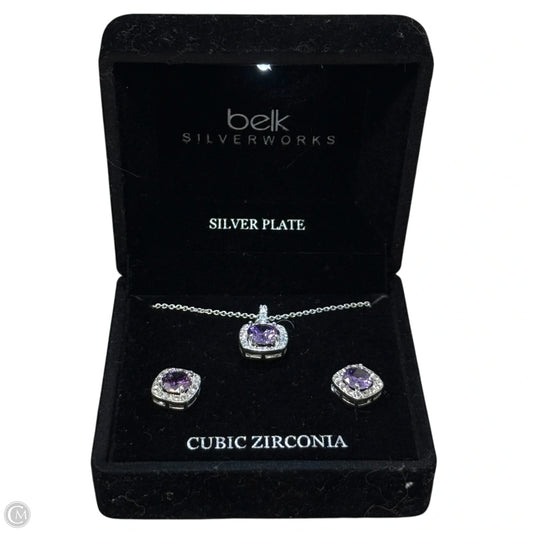Silver Plated CZ Necklace & Earrings Set By Belk Silverworks