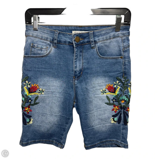 Embroidered Shorts By Oak & Poppy In Blue Denim, Size: 8