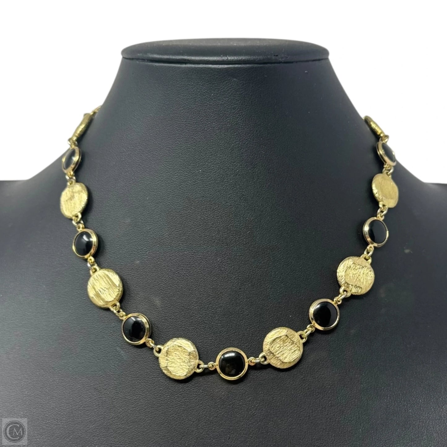 Gold & Black Disc Magnetic Closure Necklace