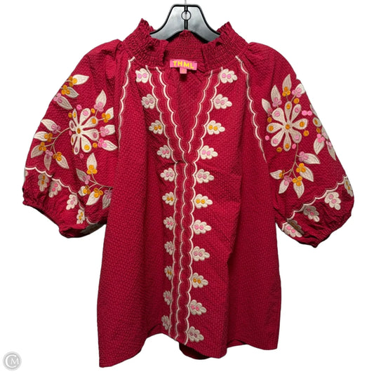 Top Short Sleeve By Thml In Pink, Size: M