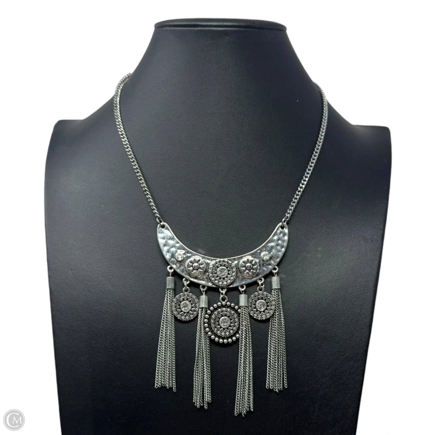 Tassel Bib Silver Tone Necklace