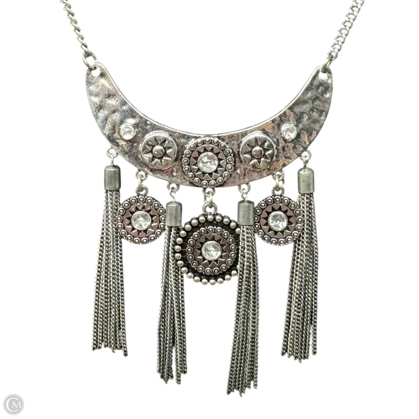 Tassel Bib Silver Tone Necklace