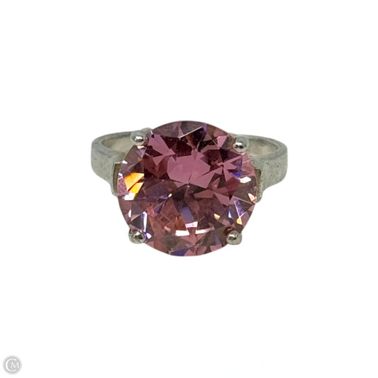 Pink Gem Solitaire Sterling Silver Ring, Size 9
