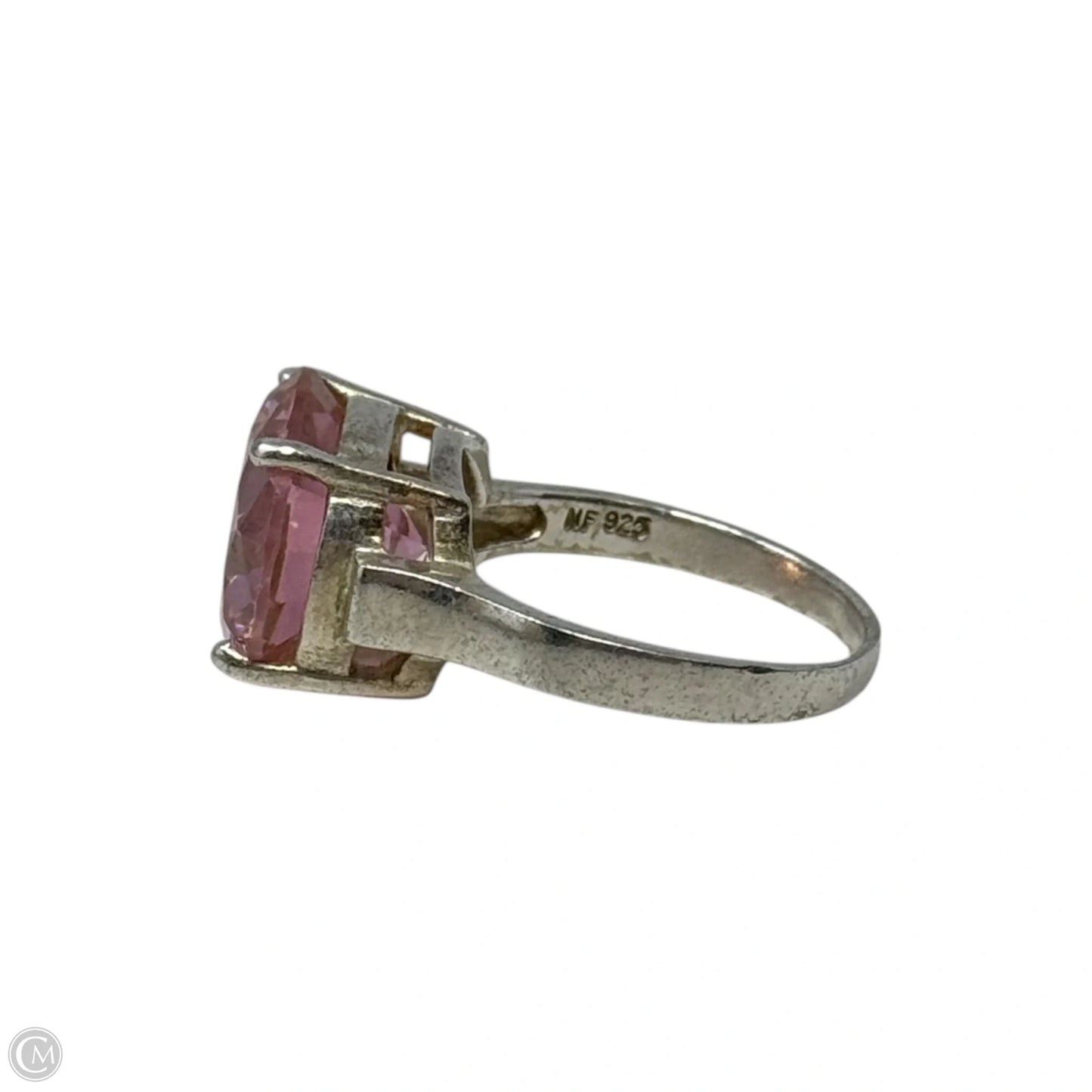 Pink Gem Solitaire Sterling Silver Ring, Size 9
