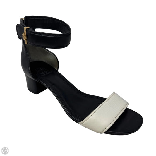 Tana Colorblock City Sandals Designer By Tory Burch In Black & White, Size: 8