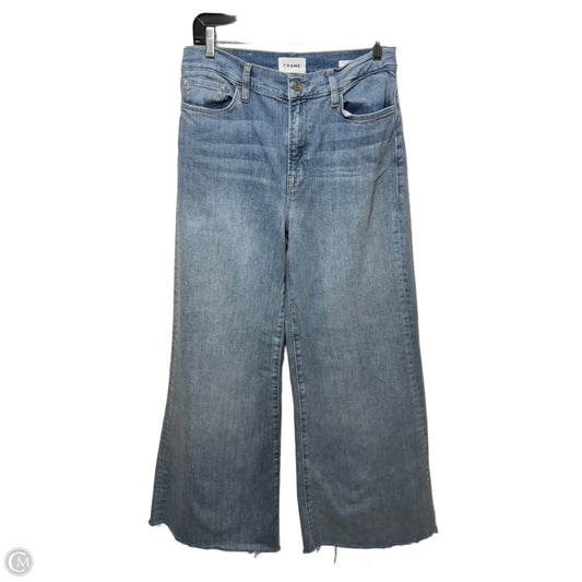 Le Palazzo Jeans Wide Leg By Frame In Blue Denim, Size: 10/30