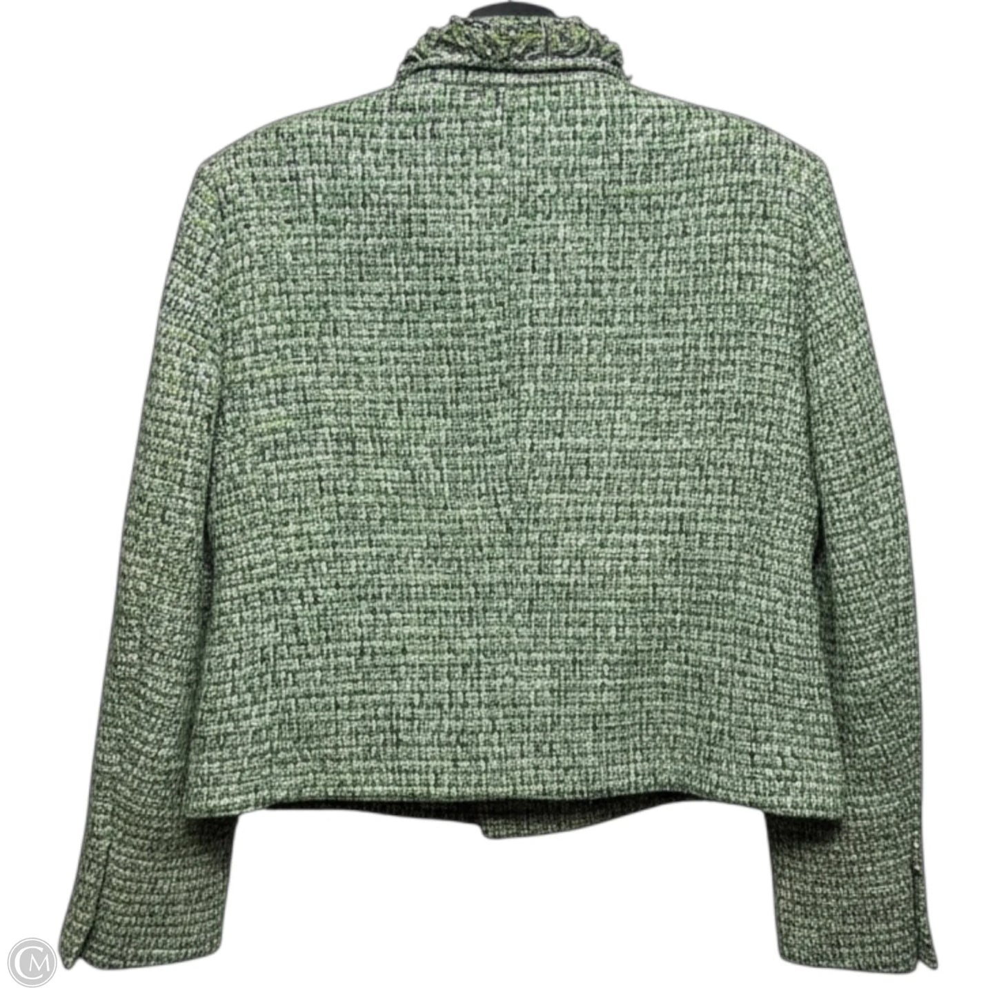 Tweed Cropped Blazer By Zara In Blue & Green, Size: M