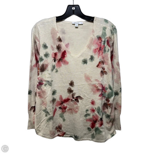 Sweater By Chicos In Floral Print, Size: Xl