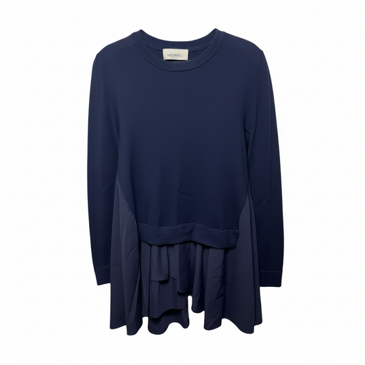 Italian Layered Wool Knit Sweater By Meimeij In Blue, Size: 10 (It 46)