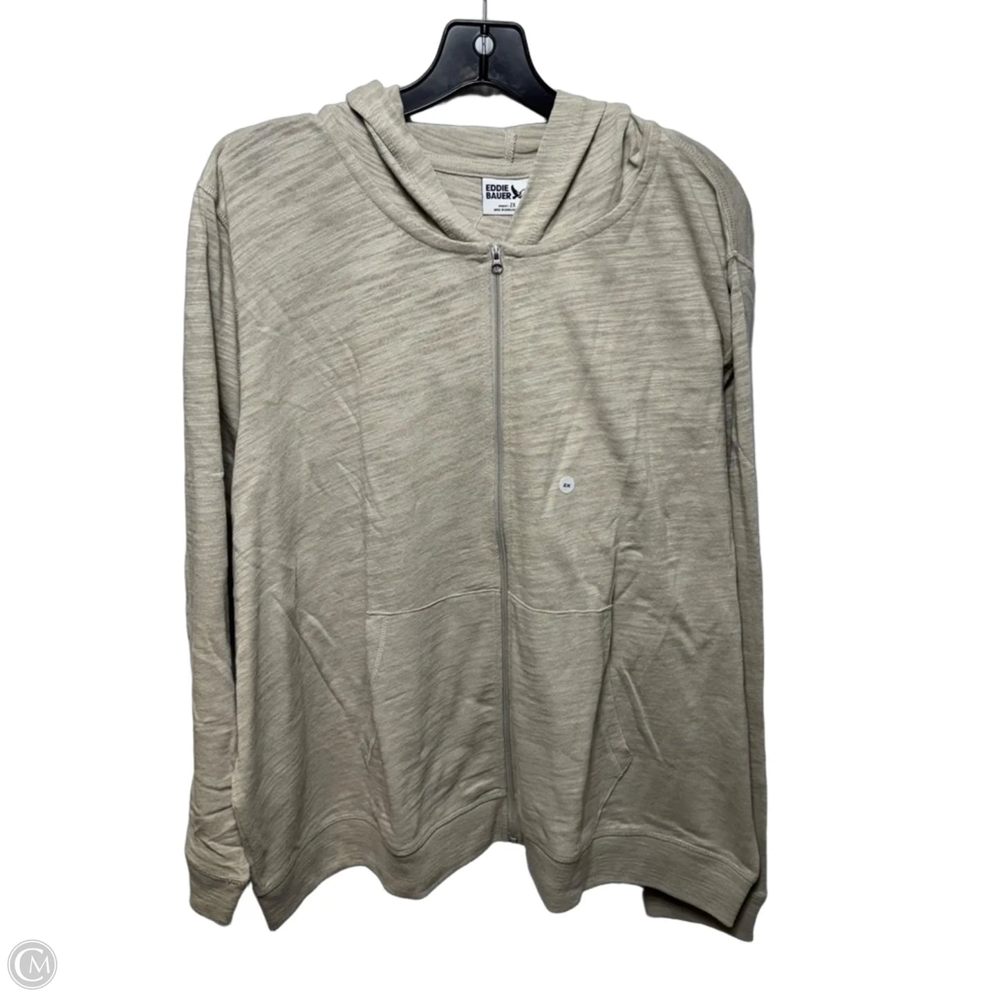 Waverly Cotton Slub Sweatshirt Athletic Top Long Sleeve Hoodie By Eddie Bauer In Pumice, Size: 2x