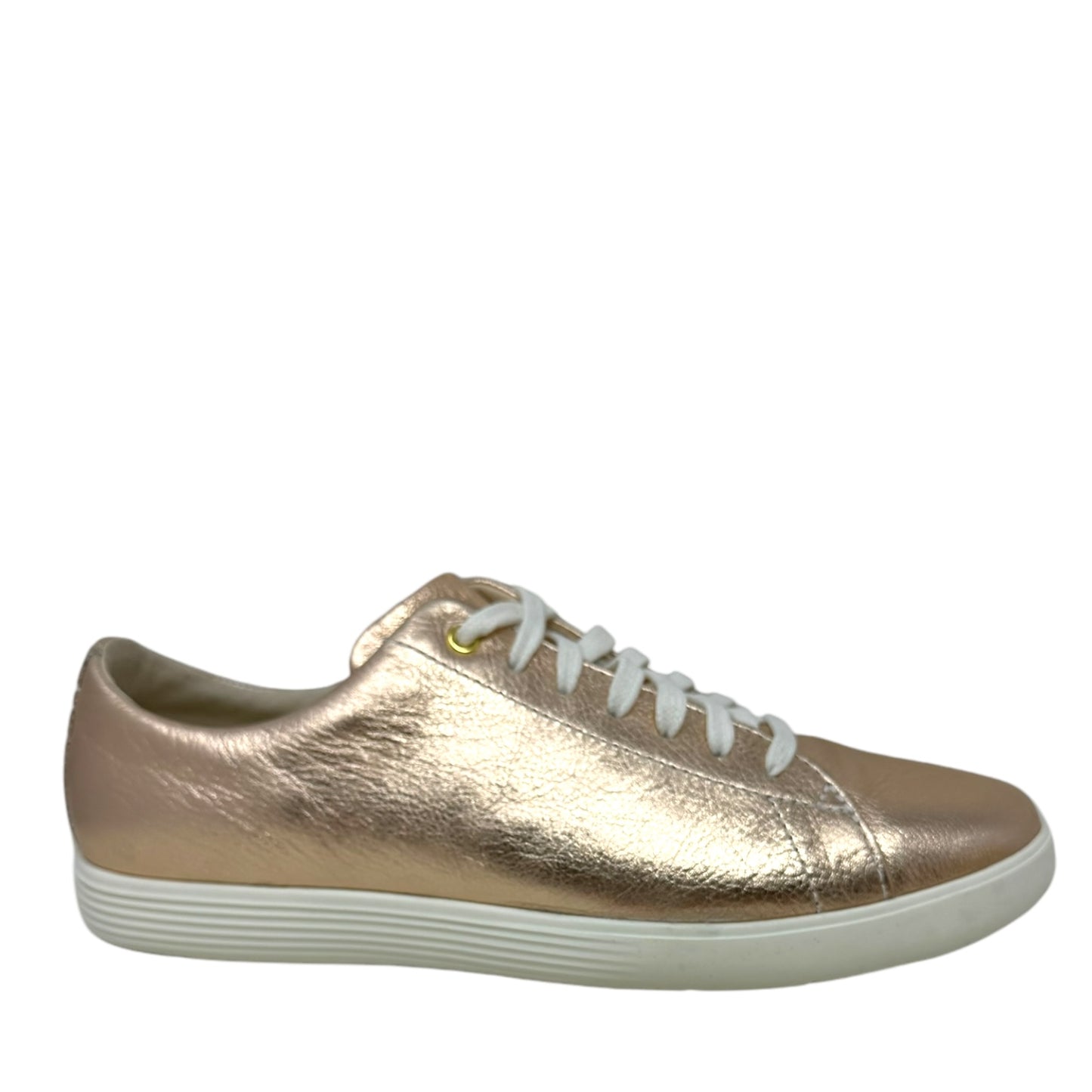 Grand Crosscourt II Sneakers Designer By Cole-haan In Rose Gold Metallic Leather, Size: 8