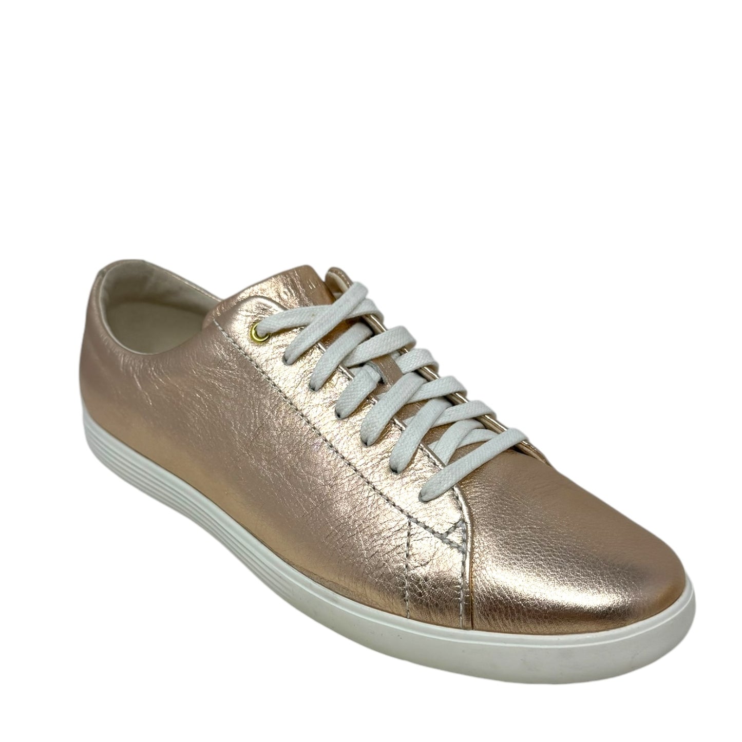 Grand Crosscourt II Sneakers Designer By Cole-haan In Rose Gold Metallic Leather, Size: 8