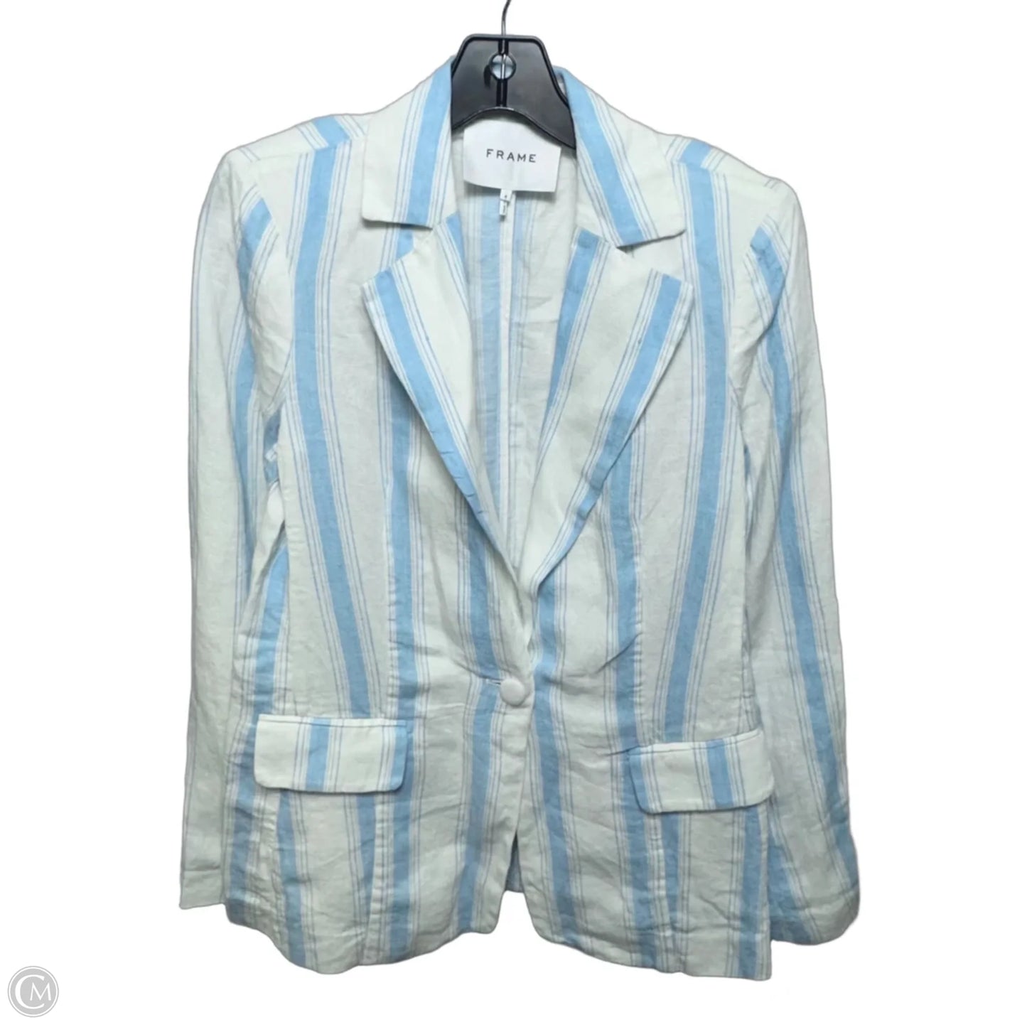 Classic Stripe Linen Blazer By Frame In Striped Pattern, Size: 4