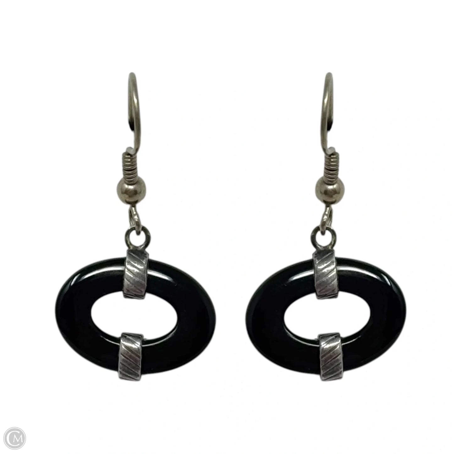 Black Oval Sterling Silver Dangle Earrings By Silpada