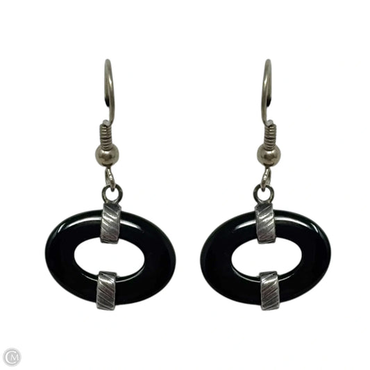 Black Oval Sterling Silver Dangle Earrings By Silpada