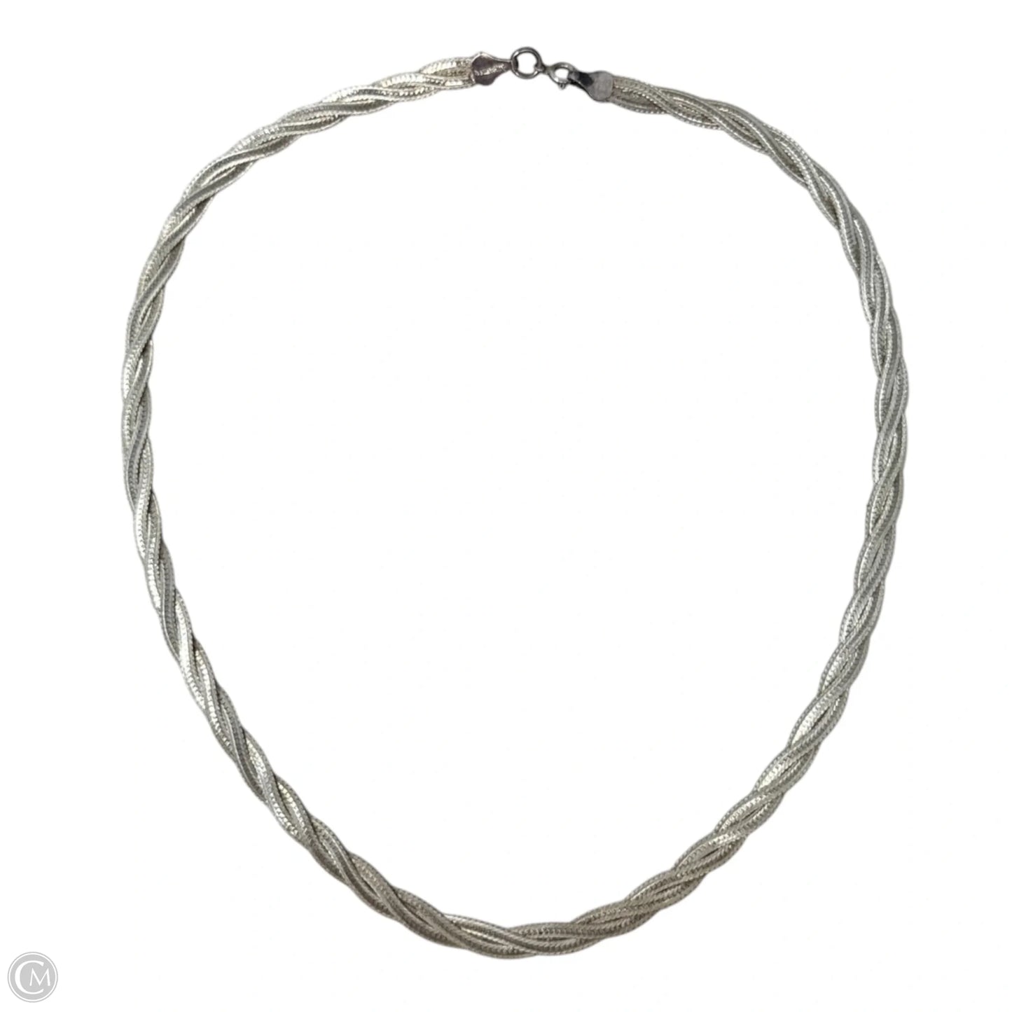 Italian Sterling Silver Braided Herringbone Chain Necklace By Aurafin