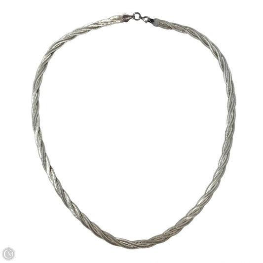 Italian Sterling Silver Braided Herringbone Chain Necklace By Aurafin