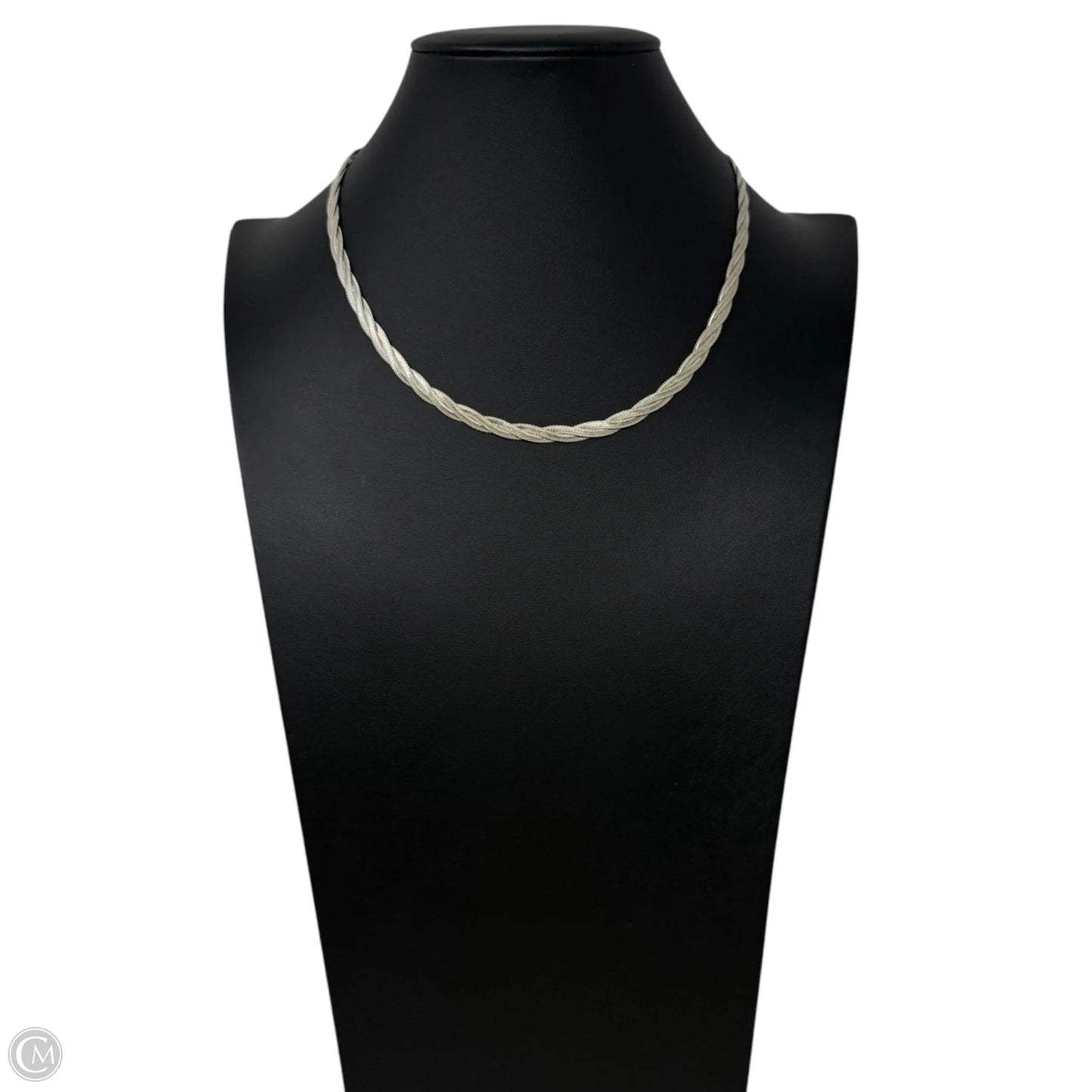 Italian Sterling Silver Braided Herringbone Chain Necklace By Aurafin