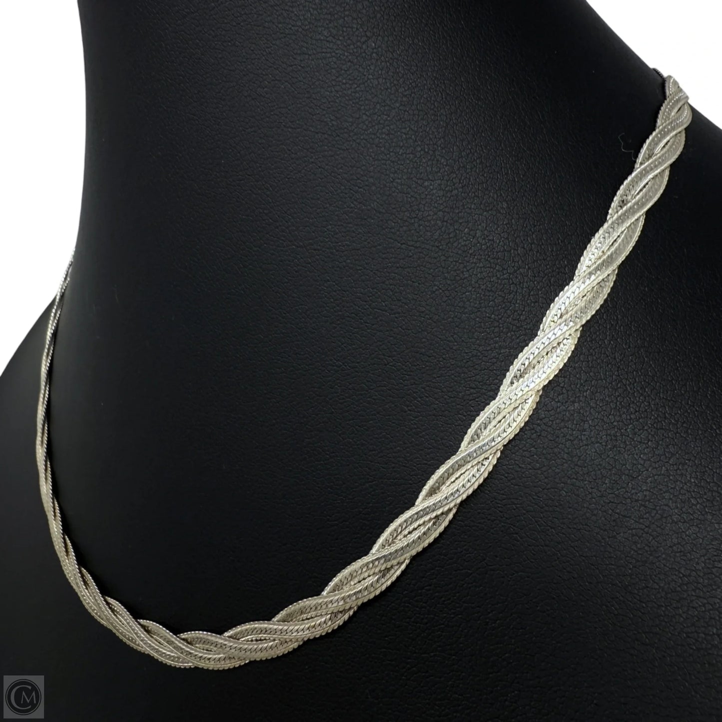 Italian Sterling Silver Braided Herringbone Chain Necklace By Aurafin