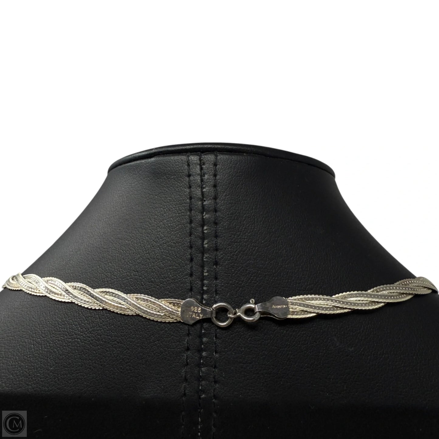 Italian Sterling Silver Braided Herringbone Chain Necklace By Aurafin