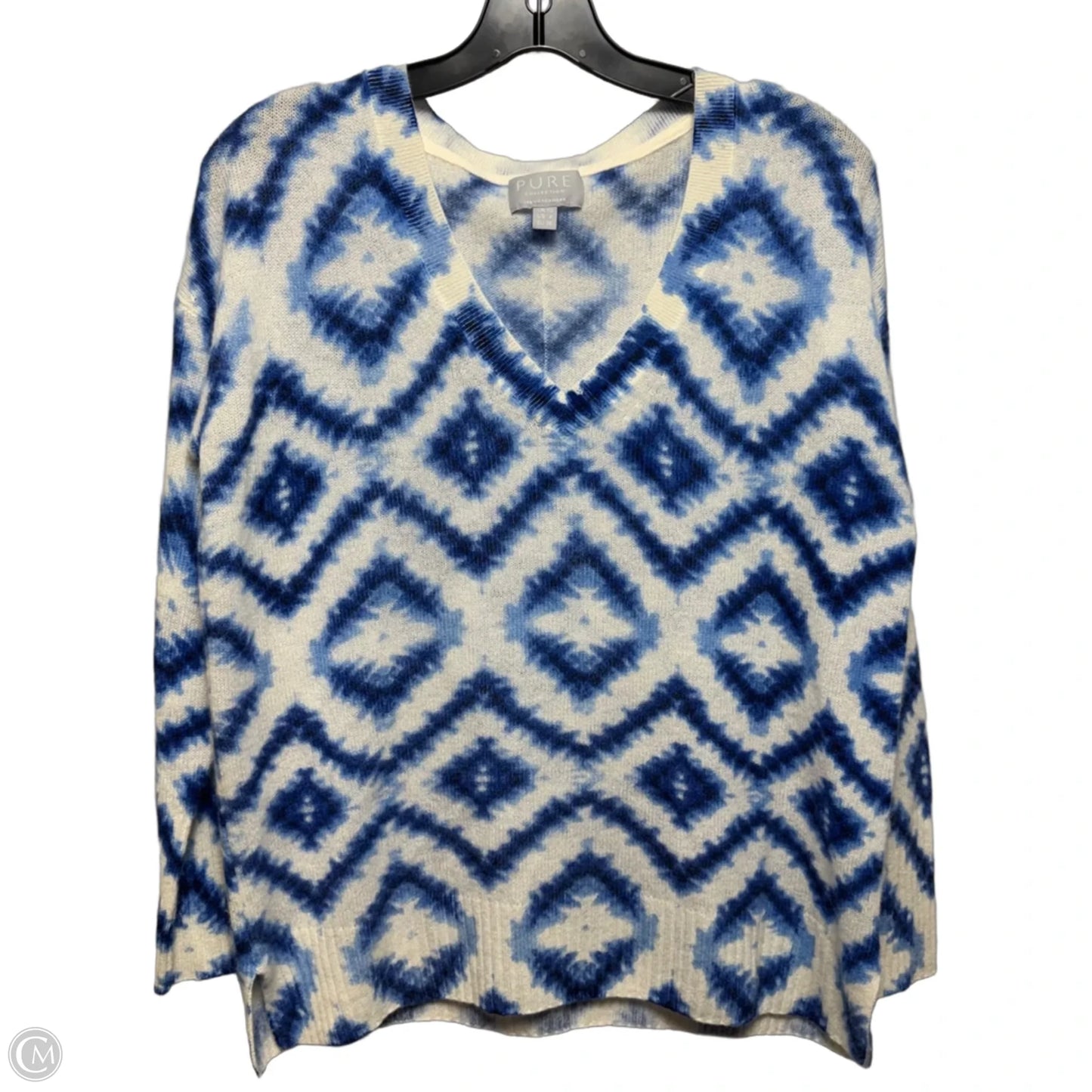 Sweater Cashmere By Pure  In Blue & White, Size: 4