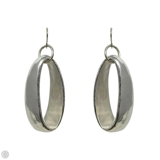 Silver Tone Flattened Oval Dangle Earrings By Robert Lee Morris