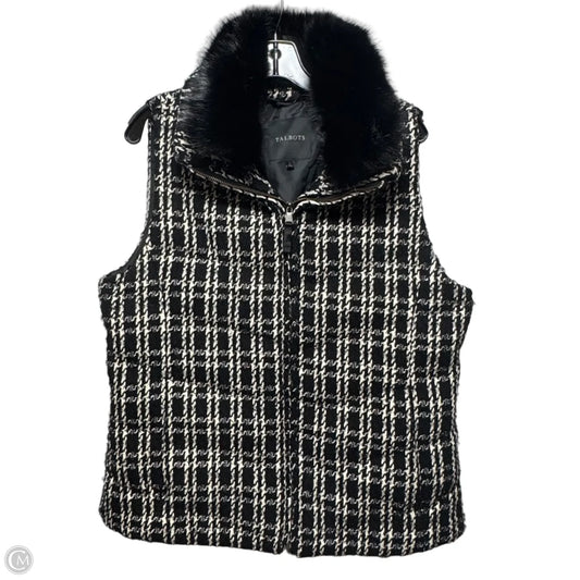 Vest Puffer & Quilted By Talbots In Black & Cream, Size: L