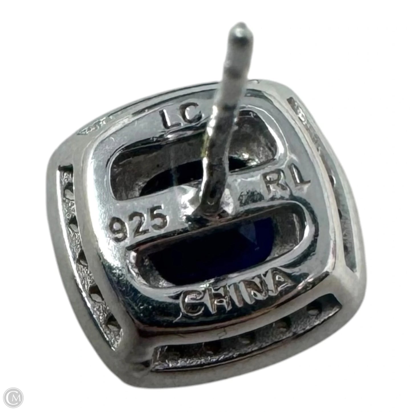 Blue Gem Stud Earrings Sterling Silver