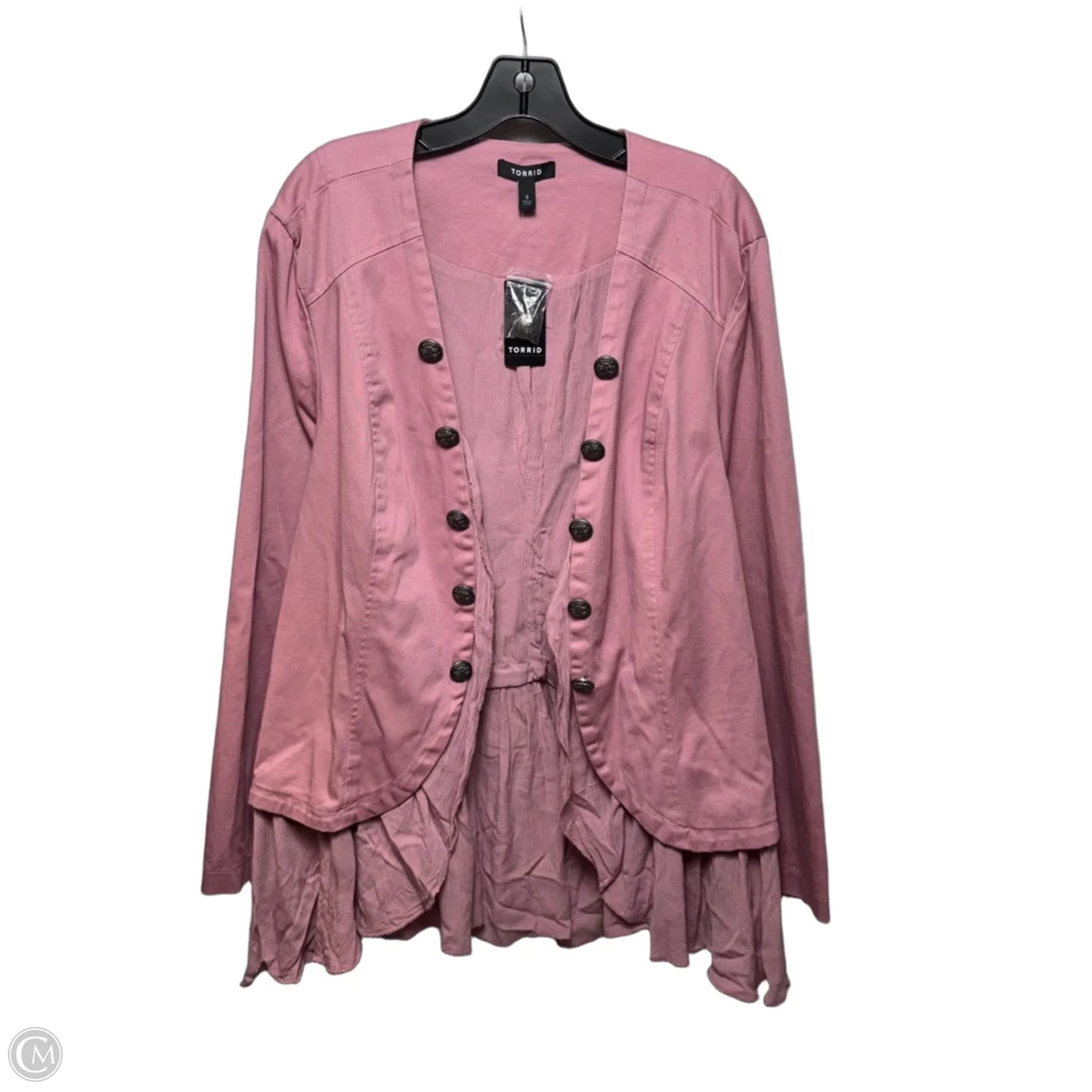 Stretch Twill Peplum Military Jacket By Torrid In Pink, Size: 3x