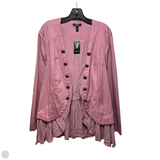 Stretch Twill Peplum Military Jacket By Torrid In Pink, Size: 3x