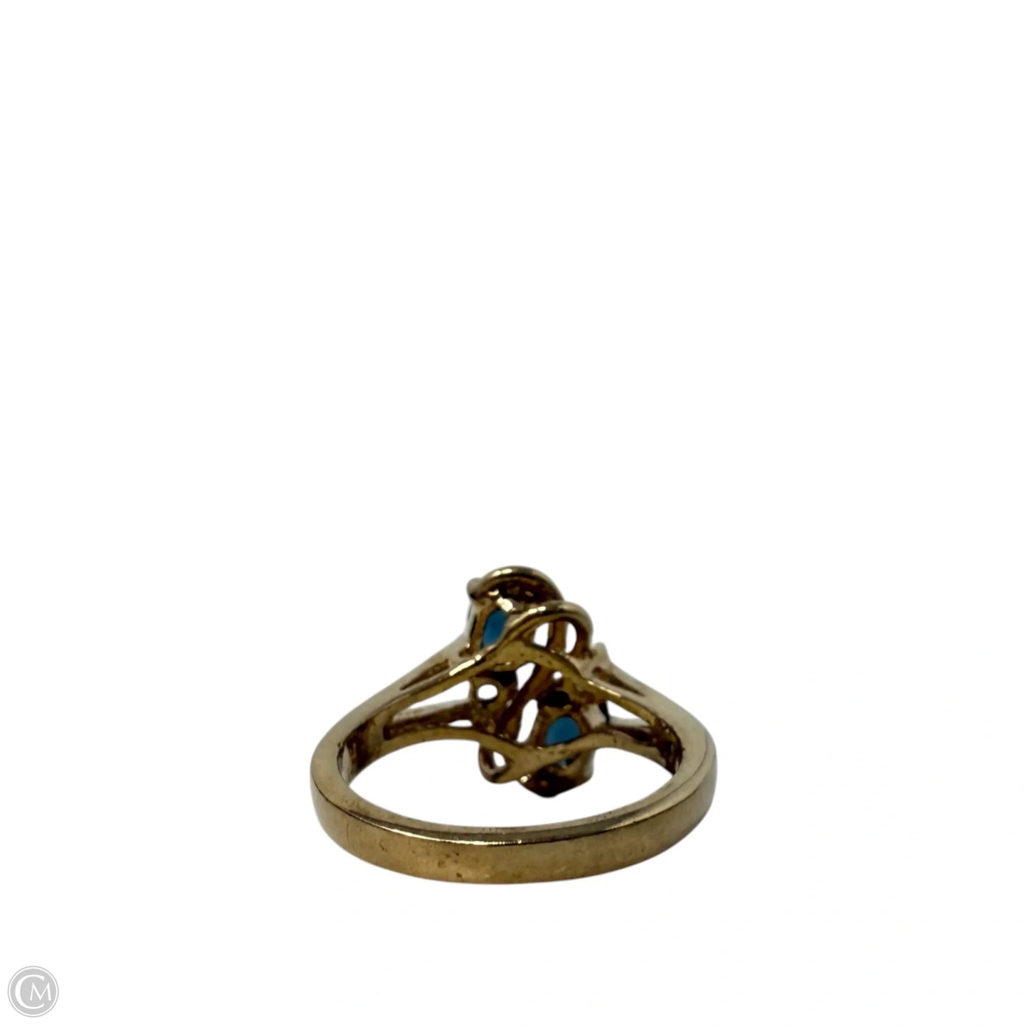 Oval Cut Blue Stone Bypass Ring, Size: 7