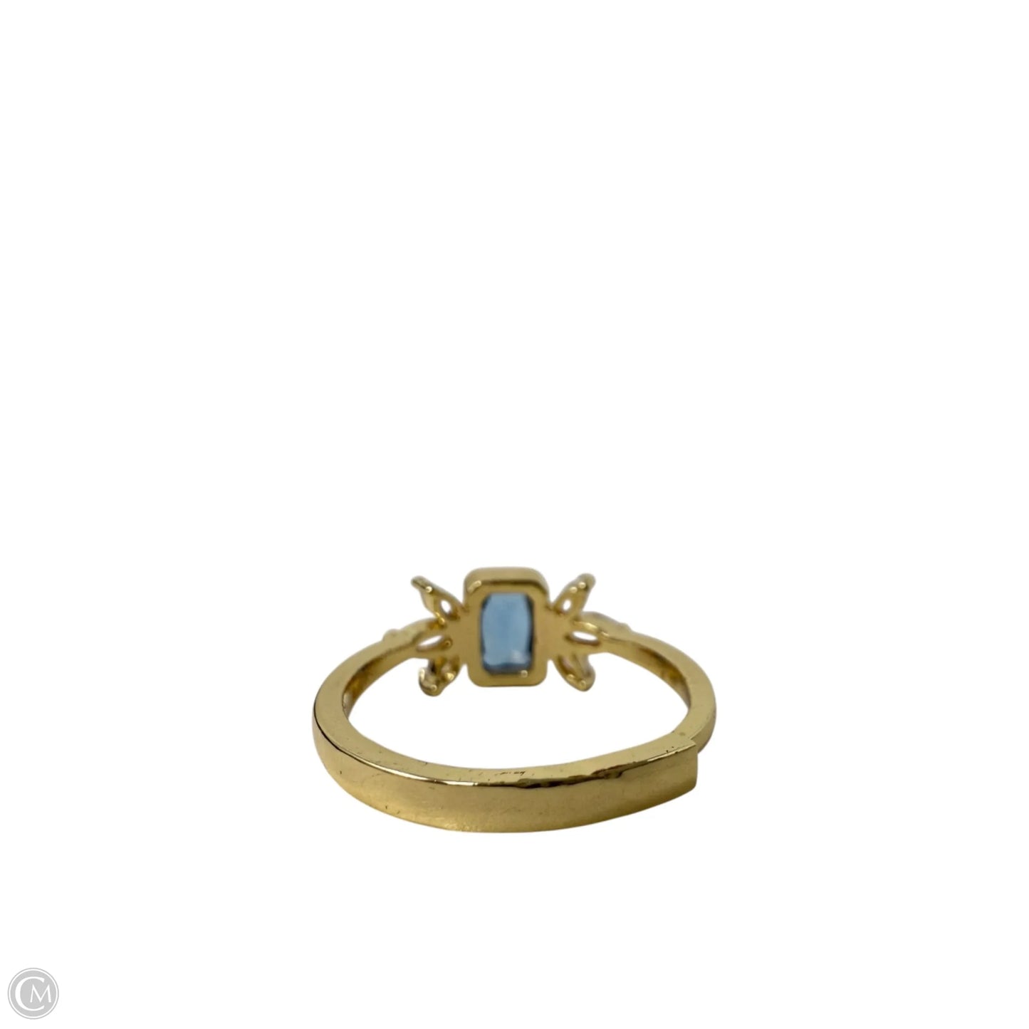 Blue Zirconia Gold Tone Adjustable Statement Ring