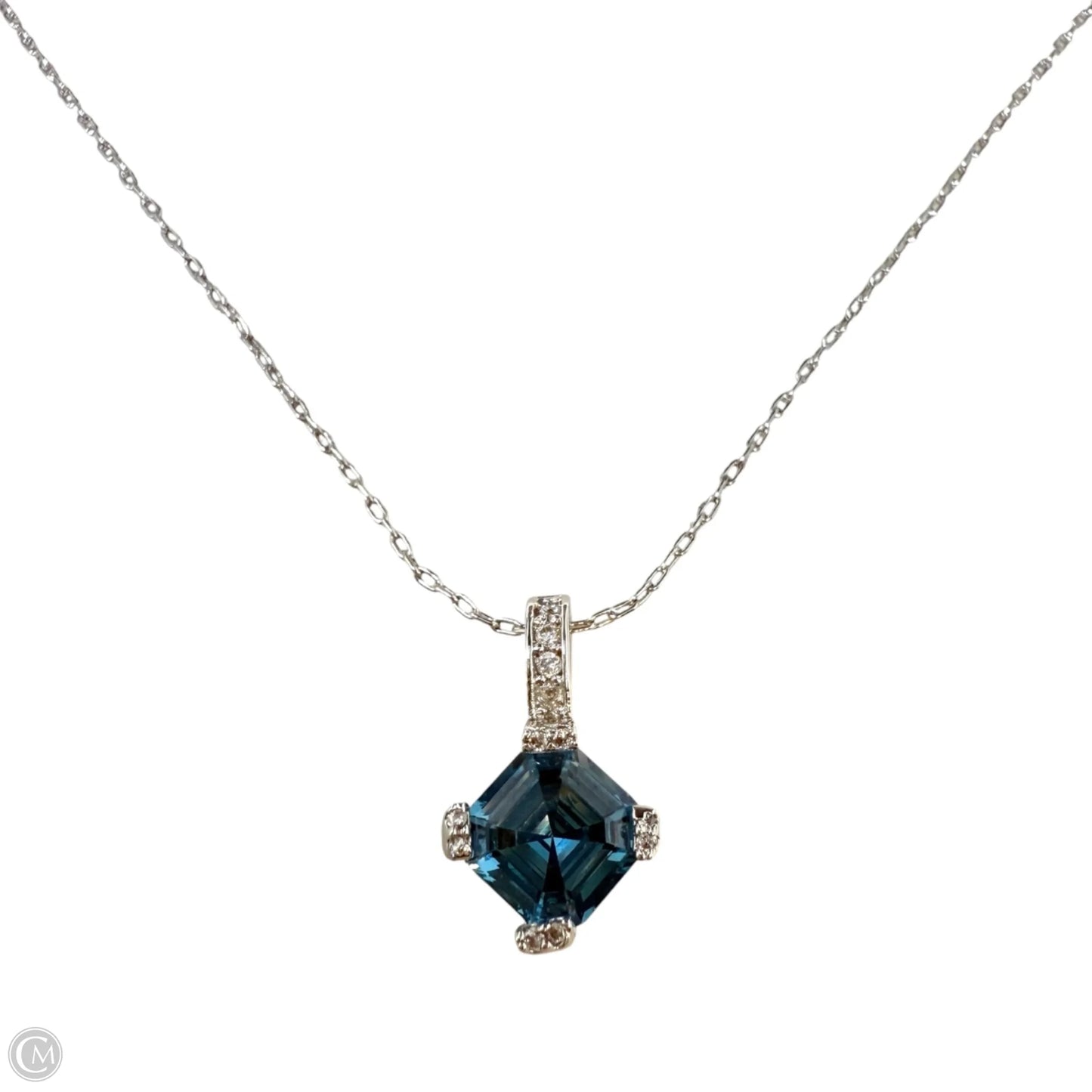 Blue & Clear Stone Pendant Necklace