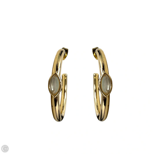 Bezel Set Stone Gold Tone Hoop Earrings