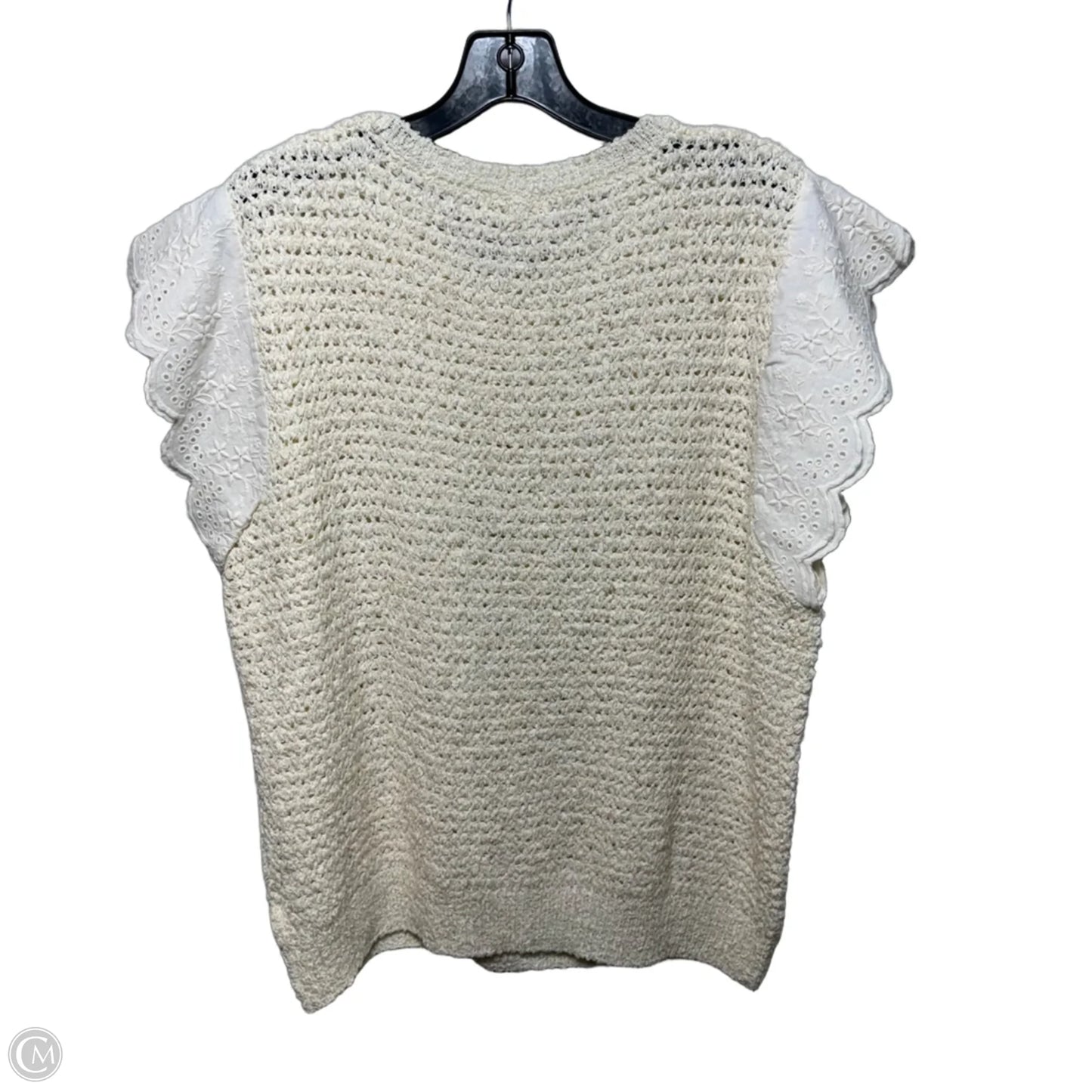 Sweater Short Sleeve By Easel In Cream, Size: L