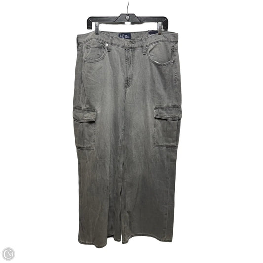 Jeans High Rise Wide Leg By Gap In Grey Denim, Size: 16/33R