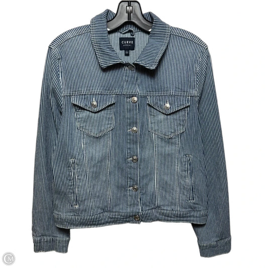 Jacket Denim By Curve Appeal In Striped Pattern, Size: L