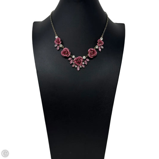 Gold-Tone Glitter Rose Frontal Necklace By Betsey Johnson