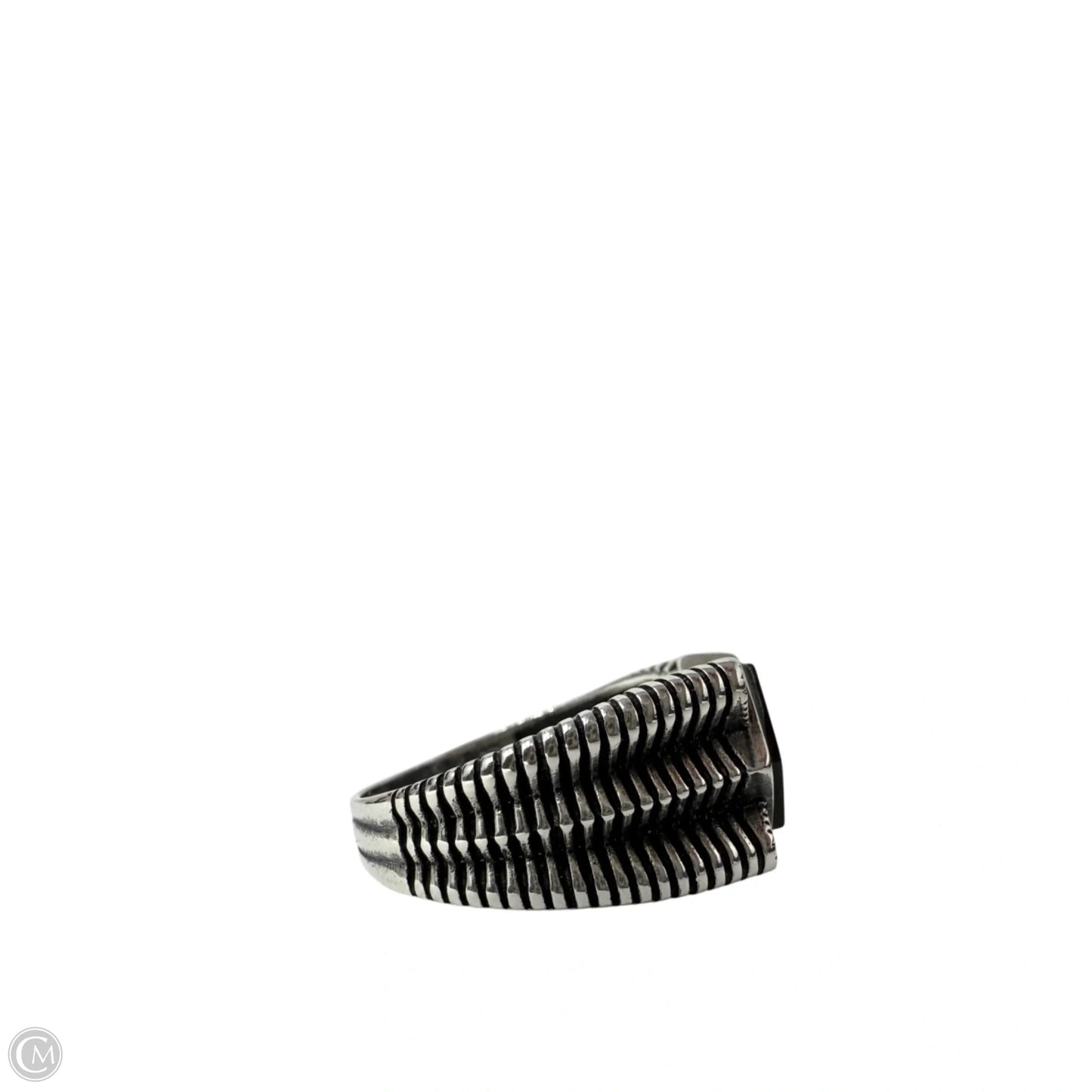 Handmade Turkish Sterling Silver Onyx Ring By Babylon Silver, Size: 12