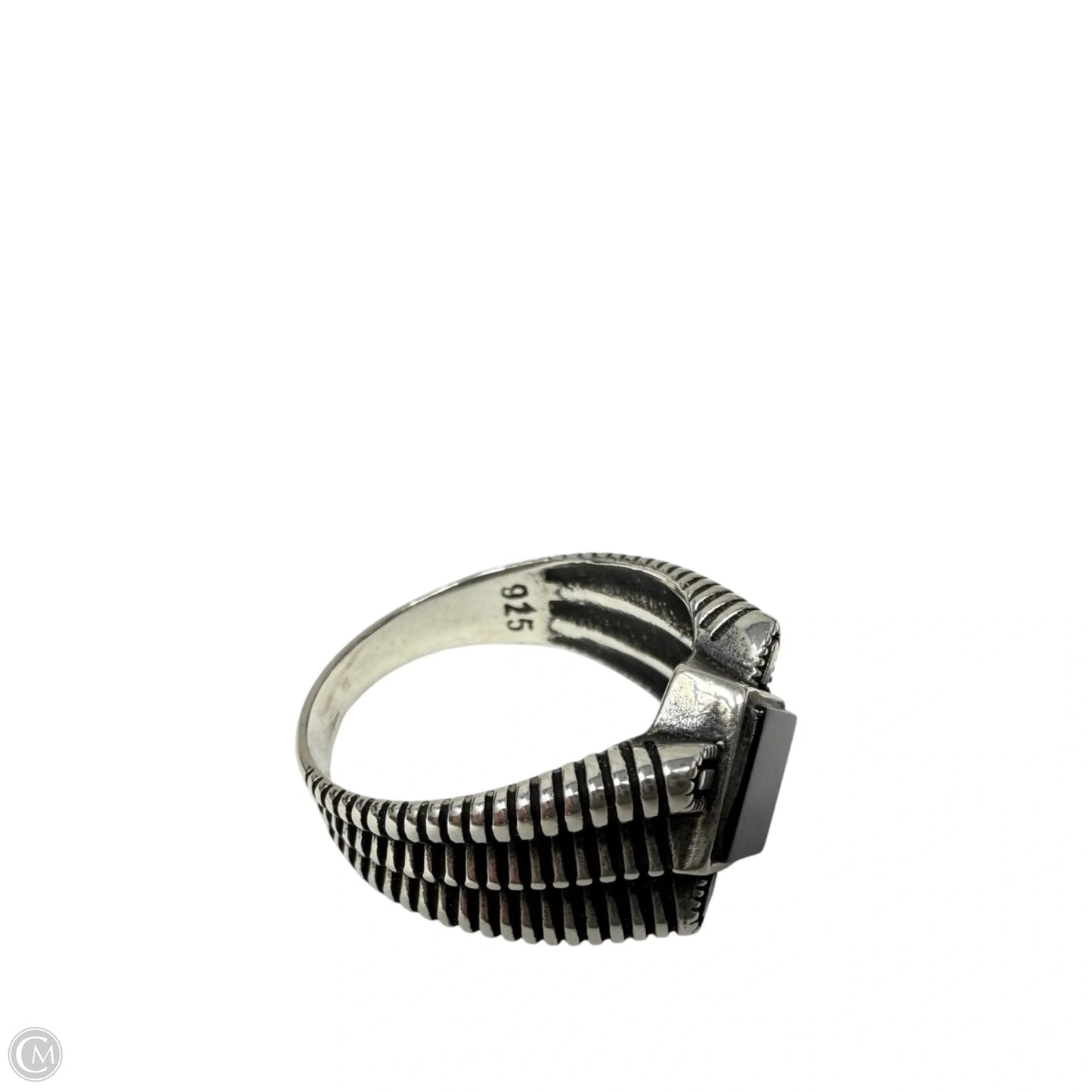 Handmade Turkish Sterling Silver Onyx Ring By Babylon Silver, Size: 12