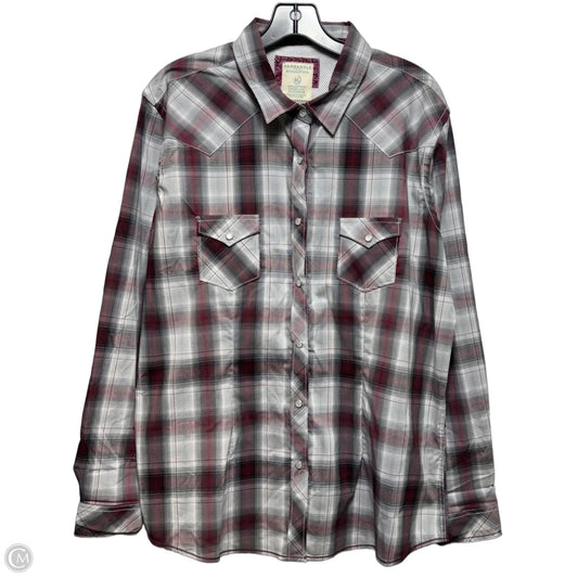 Top Long Sleeve By Panhandle In Plaid Pattern, Size: Xl