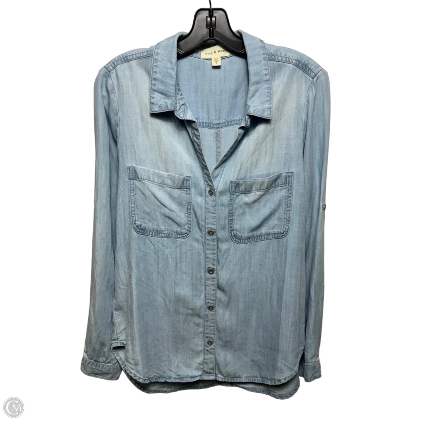 Top Long Sleeve By Cloth & Stone In Blue Denim, Size: S
