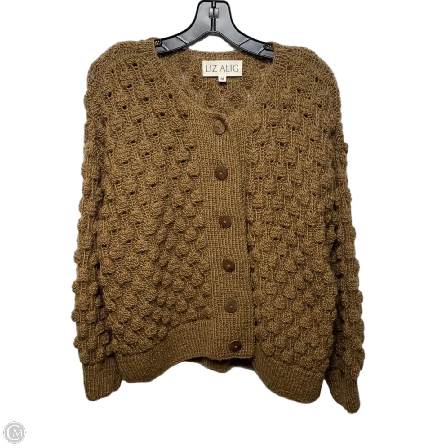 Wool Hand Knit Quinn Cardigan By Liz Alig In Tan, Size: M