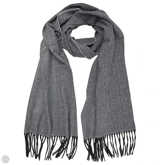 Made In Scotland Cashmere Herringbone Fringed Scarf  By It’s All About The Scarf In Grey